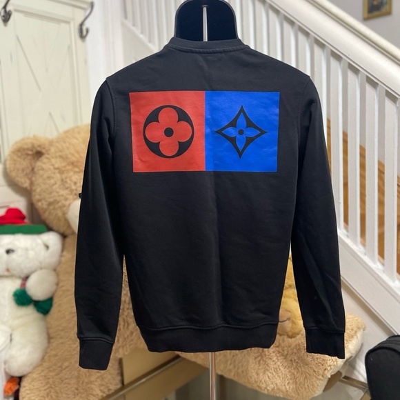 Like New Men’s Small Louis Vuitton Multi-logo Monogram Flower Sweatshirt Black - Picture 3 of 10